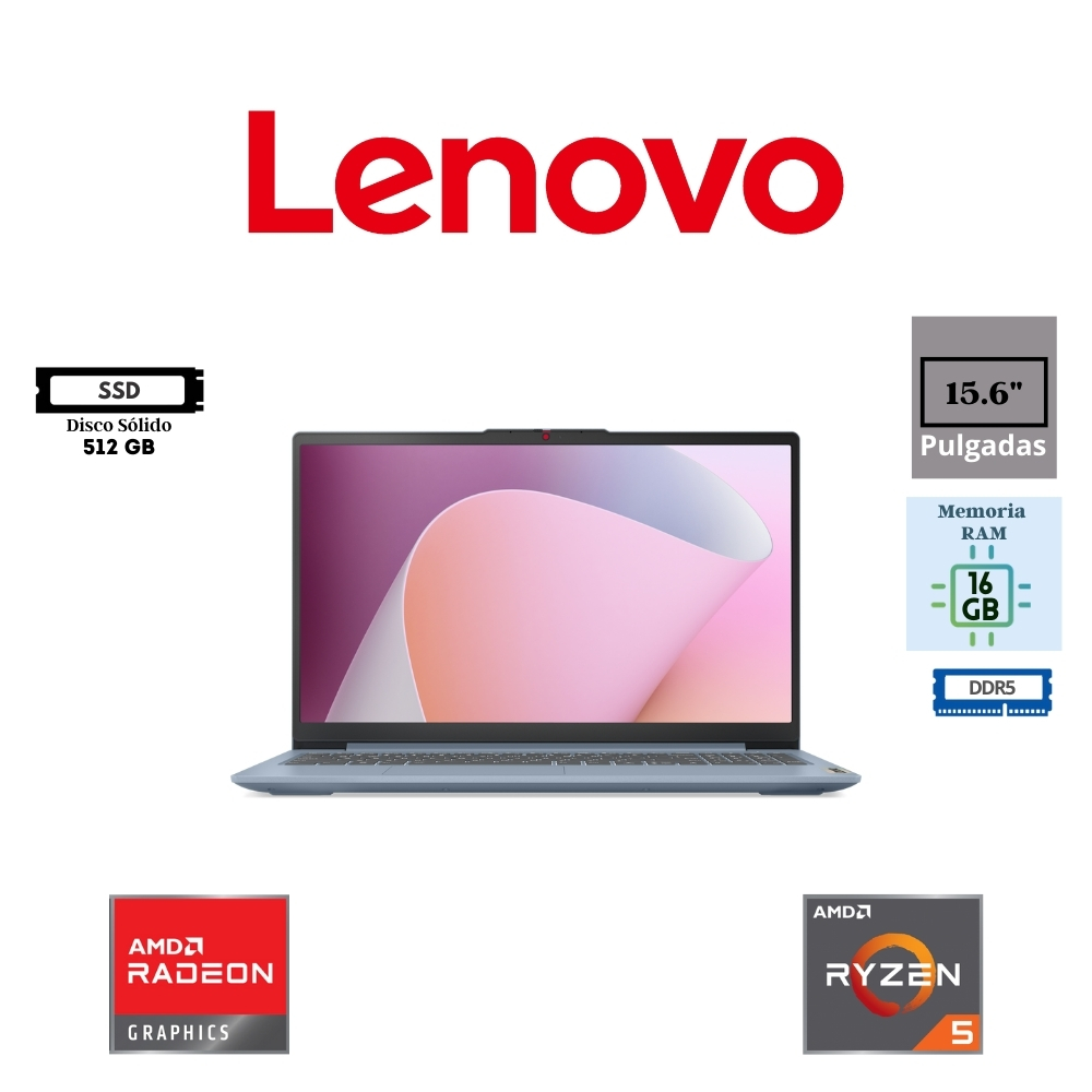 LAPTOP LENOVO IdeaPad Slim 3 15AMN8, Amd RYZEN 5 7520U, 16GB DDR5, SSD 512GB, 15.6
