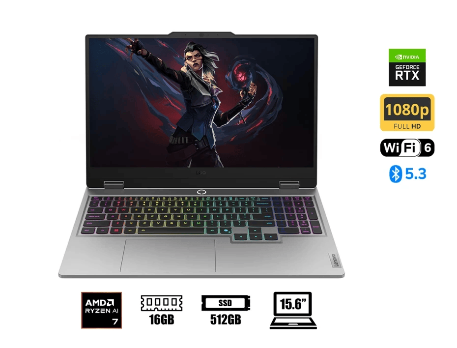 Laptop LENOVO LOQ AMD RYZEN 7 250 16GB 512GB RTX 5050 8GB,15.6 familia: LAPTOP