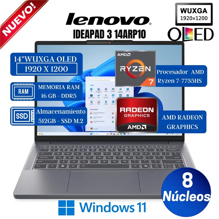 LENOVO IDEAPAD SLIM 3 OLED AMD RYZEN 7 7735HS 16GB RAM 512GB SSD 14