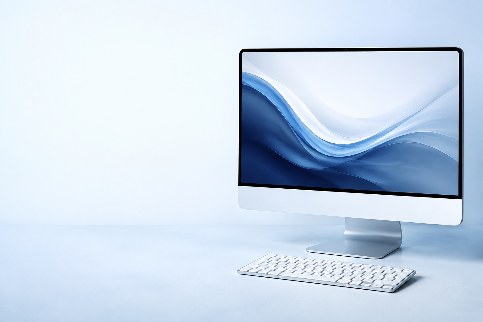 Monitor y teclado sobre un escritorio claro